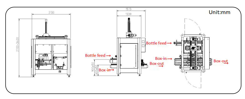 KZ-2T Máy đóng gói hộp hộp tự động đầy đủ cho chai thủy tinh tròn hoặc vuông thông thường và chai nhựa